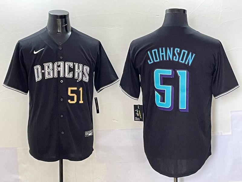 Men 2025 Arizona Diamondback 51 Johnson Black Joint Name Nike MLB Jersey style 3